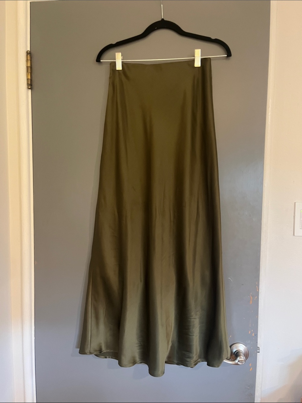 Daisy Silk Olive green silk midi/ maxi skirt